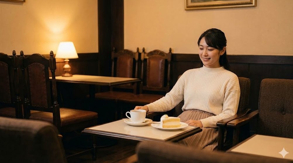 丸福珈琲店の落ち着いた空間で観劇後の休憩