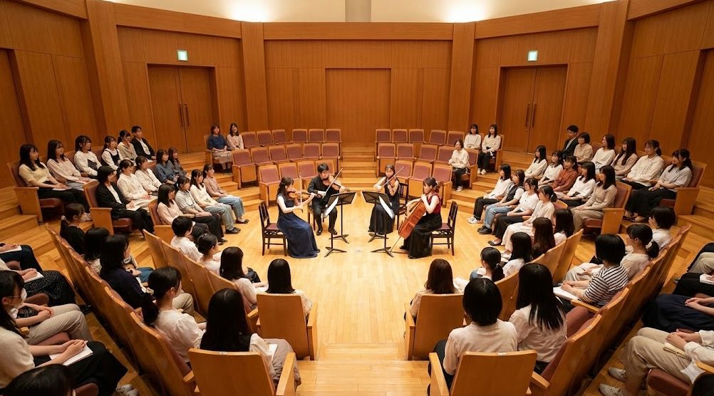 神戸女学院小ホールのアリーナ形式で感じる一体感