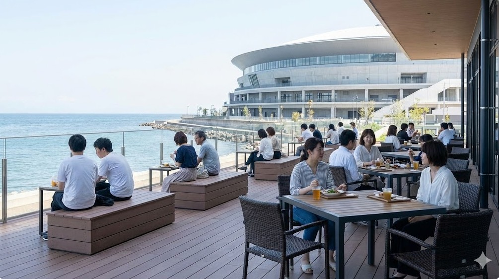 ライブ前後も楽しめる海沿いテラスと周辺スポット