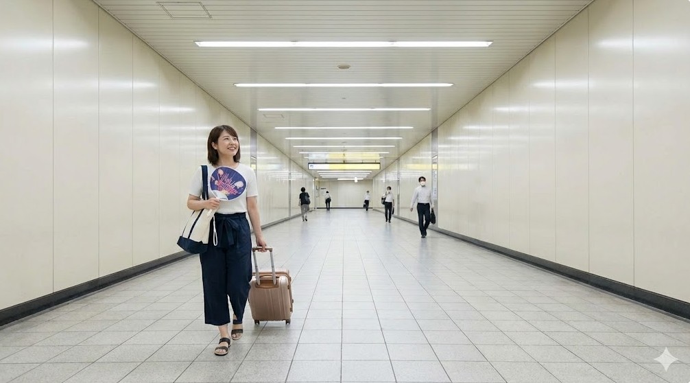 雨の日でも濡れない地下通路の最短動線