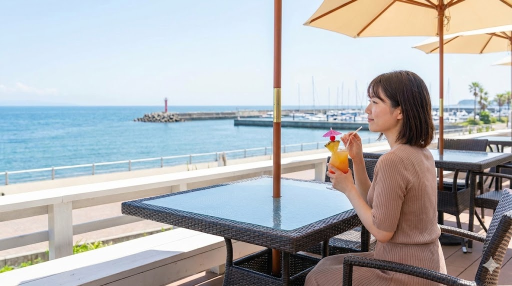 景色を楽しみながら過ごすリゾートカフェ