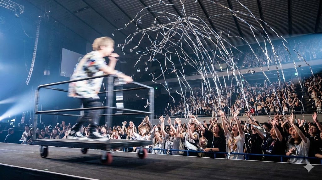 トロッコや銀テープの演出を楽しめる座席範囲